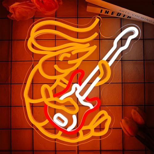 Shrimp Playing Guitar Neon Sign Dimmable Lobster Neon Lights Live Music Light Up Sign Guitar Shrimp Neon Wall Art for Seafood Restaurants Pub Music Room Decor - Image 4