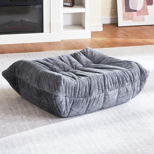 HABUTWAY Bean Bag Ottoman,Memory Foam Foot Rest,Ottoman,Grey | Fireside Chair Ottoman,Memory Foam Lazy Bean Bag Sofa for Living Room,Bedroom,Dorm,Office by HABUTWAYMakeYourLifeComfortable