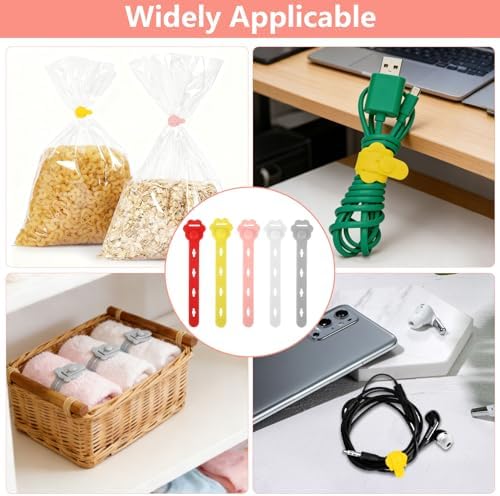 75 Pcs Silicone Cable Ties, Reusable Cable Straps Wire Organizer. - Image 4