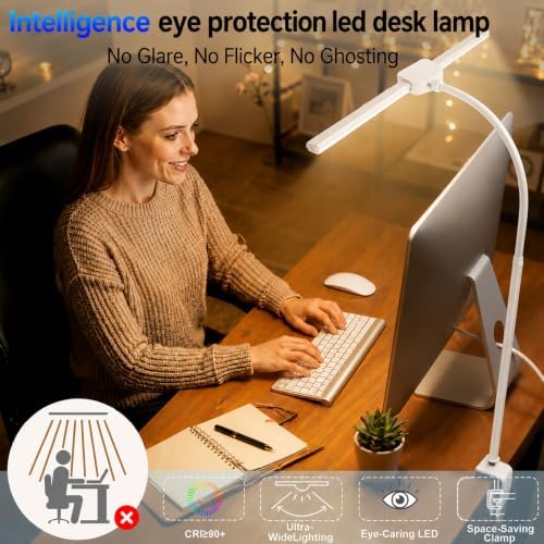Desk Lamps for Home Office, Computer Light Bar, Double Head, White - Image 4