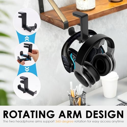 2Pack Dual Headphone Hanger for Desk, 2 in 1 PC Gaming Headset Hooks Holder - Image 7