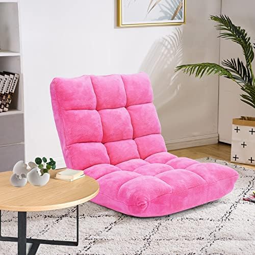 Moccha 14-Position Floor Chair, Folding Sofa Chair with Back Support, Memory Foam Floor Gaming Chairs for Adults, Adjustable Padded Couch Recliner Sleeper Bed for Reading, Meditating, Pink - Image 4