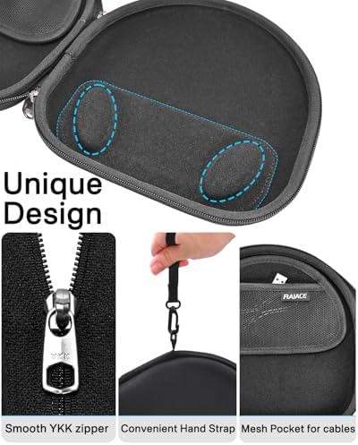 RAIACE Hard Travel Storage Case for Sony WH-CH720N Headphone, with Small Pocket for Cables and Accessories. - (Case Only) - Black - Image 3