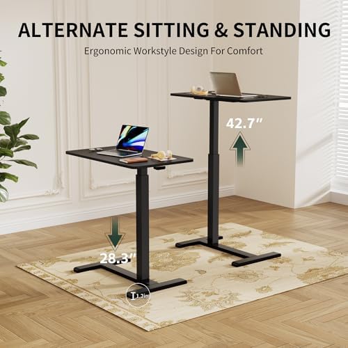 Overbed Bedside Table with Hidden Casters,Adjustable Hospital & Home Use Bed Table, Rolling Laptop Table, Mobile Standing Desk,Black - Image 5