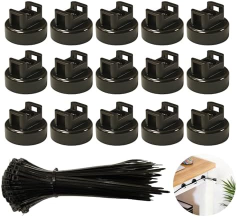 Magnetic Cable Zip Tie Mounts, 15 Pcs Magnets with 60 Pcs Cable Zip Ties, Multipurpose Cable Holder Magnets Magnetic Wire Management Bases with Heavy Duty Zip by Unknown