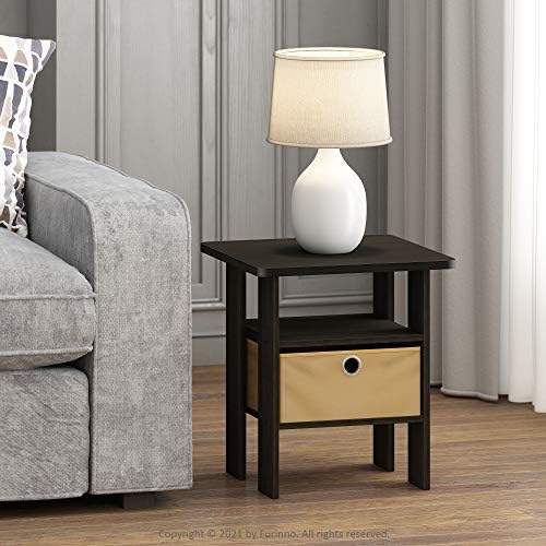 Furinno ANDREY Square Side Table, End Table, Night Stand, Espresso - Image 2