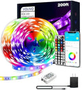 VOLIVO LED Strip Lights for Bedroom 200ft(2 Rolls of 100 ft), Smart Bluetooth RGB Light Strips with App Control & Music Sync, Color Changing LED Lights for Room, Home, Party Decor by VOLIVO