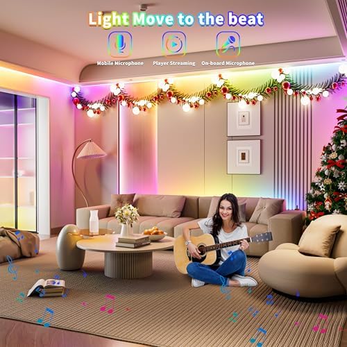 RGB Smart IC COB LED Strip Light 18ft Addressable Chasing Color 12V LED Light Strip Multicolored Flexible RGB Lights Kit with Music Mode for Party, Decoration, Home DIY Lighting Projects - Image 4