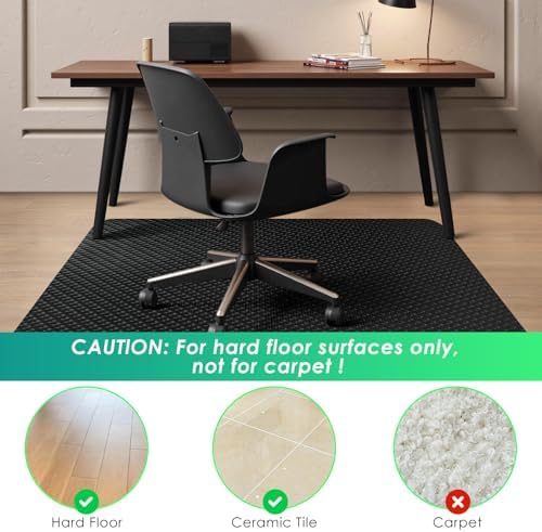 Vicwe Chair Mat for Hardwood Floor， 36"x48" Desk Chair Mat, Smooth Glide | Gaming Chair Mat for Tile Floor, Easy to Clean, Anti-Slip Hard Floor Protector Rolling Chair for Office Home,Gaming, Black - Image 3