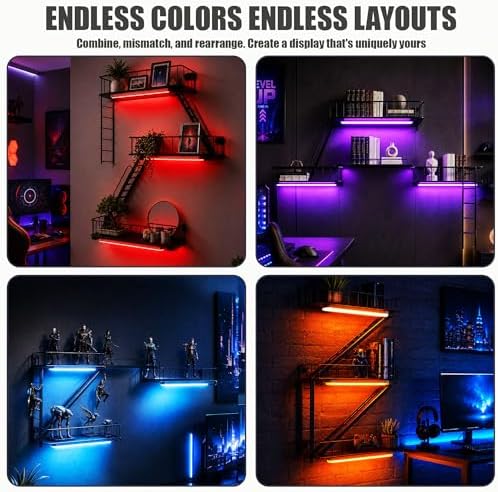 Fire Escape Wall Shelf, Iron Fire Escape Shelf with 15 Colors LED Light - Image 5