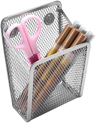 Magnetic Pencil Holder,Mesh Stainless Steel Pen Basket, Metal Writing Utensil Storage Organizer for Whiteboard,Blackboard,Kitchen, Locker, Home, or Office by Sanpaint