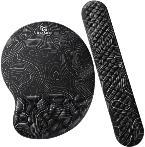 Gimars Upgrade Ergonomic Ultra-Soft Foam Keyboard Mouse Pad Wrist Rest Set, Smooth &Enlarge Wrist Support for Pain Relief, Computer, Laptop, Mac, Gaming, Office by Gimars