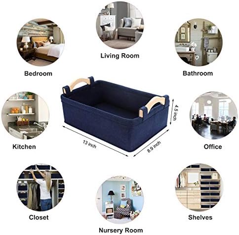 Rectangle Storage Baskets Navy Blue Storage Baskets Soft Decorative Nursery Bins for Books Magazines Album Dog Toys Bra Socks - Image 5