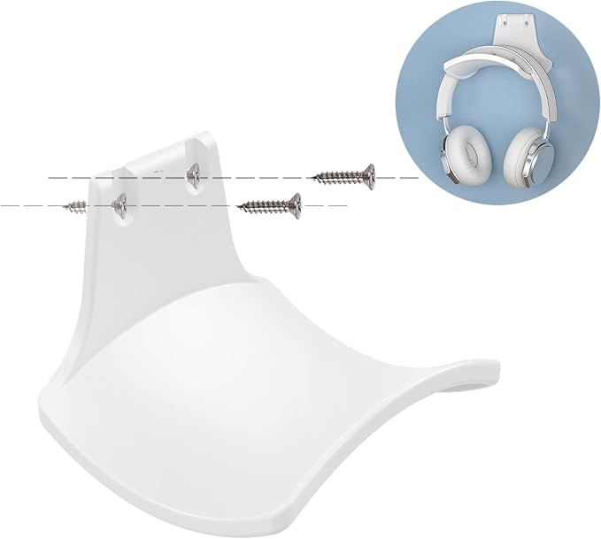2-Pack Never Fall Headphone Hook Wall Mount Headset Holder White | Stand fixted with screws for airpods max sennheiser sony bose beats akg - Image 3