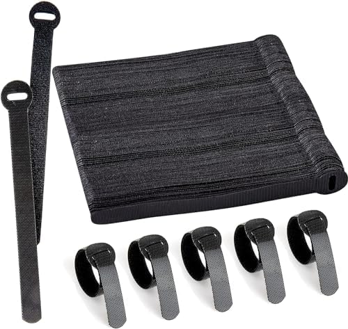 120 x Reusable Cable Ties Black, Adjustable Releasable Hook and Loop Cable Straps for PC Cable Management, Organizing Cords, TV, Desk by ARMIZ