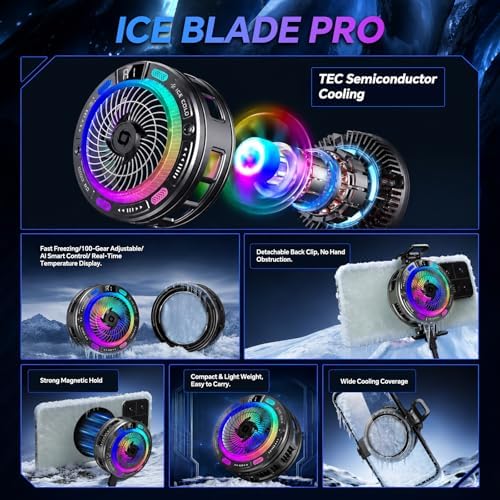 Phone Cooling Fan,Phone Cooler for Gaming,Cell Phone Fan,AI Smart Control - Image 2