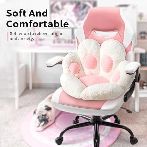 Ditucu Cat Paw Cushion Kawaii Chair Cushions 31.4 x 27.5 inch Cute Stuff Seat Pad Comfy Lazy Sofa Office Floor Pillow for Gaming Chairs Room Decor White - Image 2