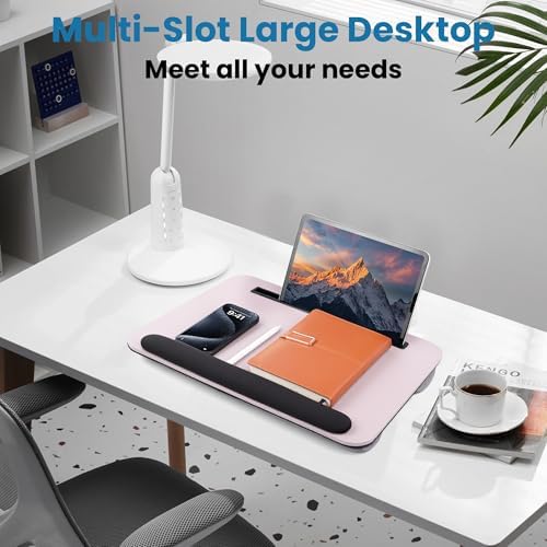 Lap Desk, Portable Lap Desks Fits Up to 16'' Laptop with Pillow Cushion Laptop Desk with Wrist Rest Lap Stand with Tablet or Phone Storage Slot for Bed Couch Carpet Home Office Livingroom (Pink) - Image 6