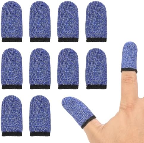 PATIKIL Controller Finger Thumb Sleeve, 12 Pack Mobile Gaming Finger Sleeve Fiber Tip Gloves Anti-Sweat Breathable for Phone Game Touchscreen Devices, Blue/Black by PATIKIL
