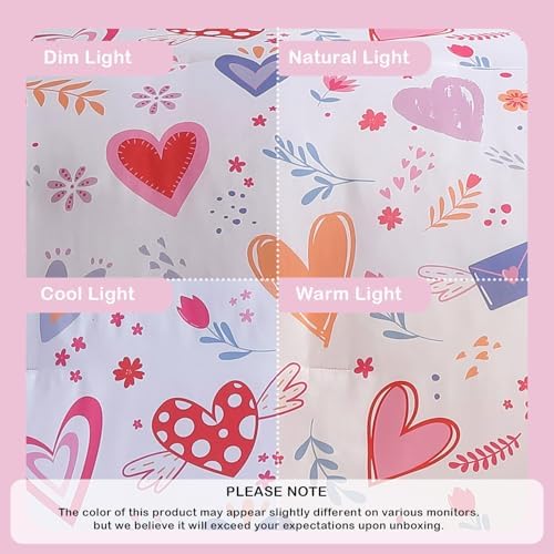 Girls Twin Bedding Set - 5 Pieces Heart Pattern Twin Comforter Set for Kids - Image 7