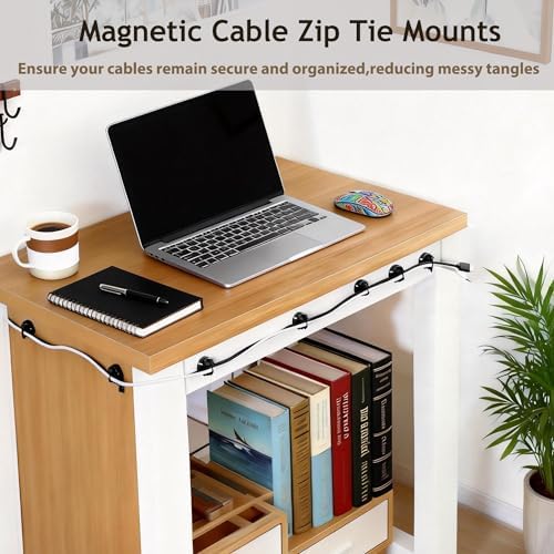 Magnetic Cable Zip Tie Mounts, 25 Pcs Magnets with 100 Pcs Cable Zip Ties, Multipurpose Cable Holder Magnets Magnetic Wire Management Bases with Heavy Duty Zip - Image 3
