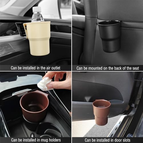 Hanging Cup Holder for Car Air Vents/Windows,Multi-Function Car Cup Holder Organizer/Car Trash Can,Universal Car Window Cup Holders with 2 Hooks Fits Most Cup Types (Black) - Image 6
