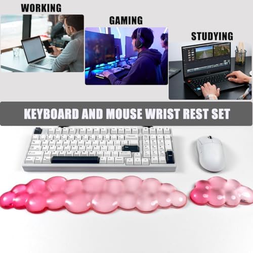 Gel Keyboard and Mouse Wrist Rest, Cloud Wrist Pad for Computer Keyboard | White Pink Wrist support for Keyboard 60%/68%/75%,Cloud Wrist Rest,Keyboard Cushion, Comfort & Support for Typing and Gaming - Image 5