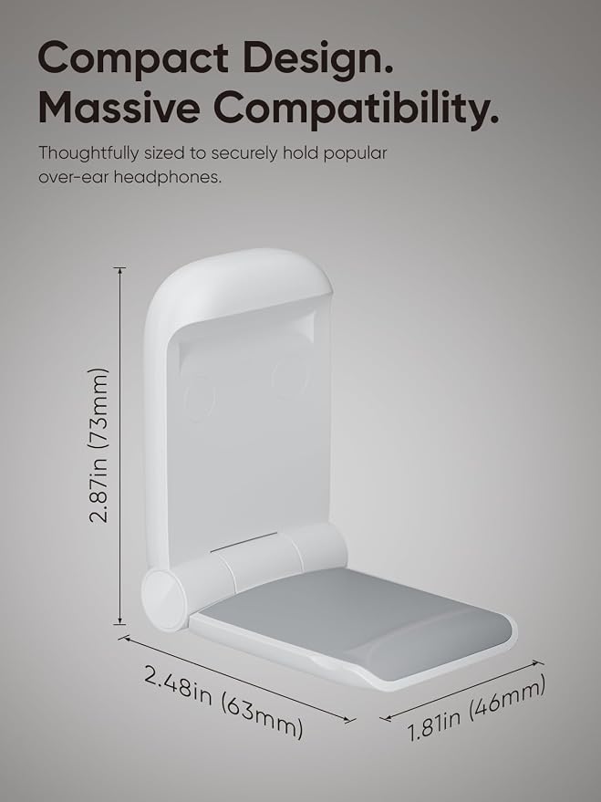 MAMUVIMO Headphone Stand, 2 Pack Headset Stand Foldable＆Sticky, Headphone Holder Hook Mount with Non-Slip Silicone, Adhesive Earphone Desk Hanger Clip Space-Saving for Airpods Max, All Earphones White - Image 7