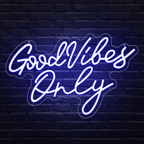 Good Vibes Only Neon Signs,Adjustable Brightness Blue Good Vibes Only LED Signs for Wall Decor, Cool Neon Lights Letters Light up Signs for Bedroom,Bar,Party, Salon Birthday,Christmas Gifts by Unknown