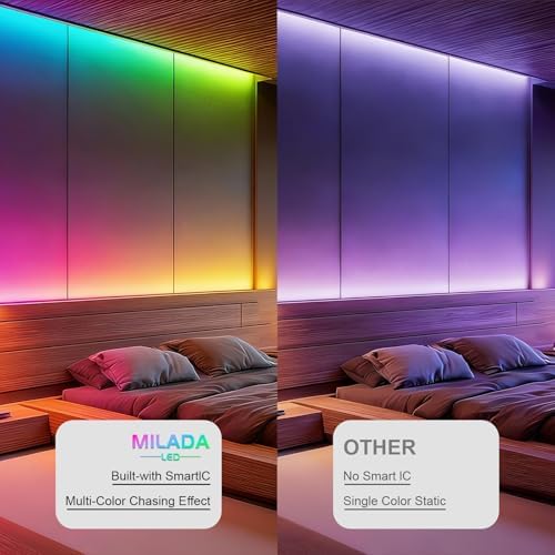 80ft/24M RGB Smart IC COB LED Strip Light, Color Flowing Strip Light - Image 2