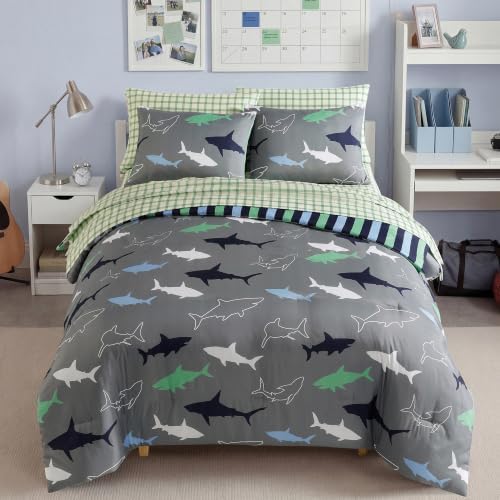 Full Size Comforter Set for Boys -7 Pieces Shark Full Size Bedding Sets by KaleidoSpaceHomeCollection