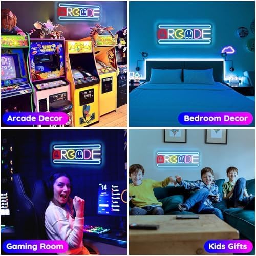 Arcade Neon Light Sign LED USB Powered Dimmable, Retro Ghost Arcade Game Room Neon Lighted Sign for Gaming Room Wall Decor Man Cave for Bedroom Baseroom Decorations Gift - Image 9