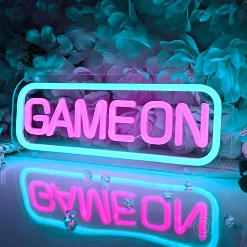 SYLHOME Game On Led Neon Light Sign Game Room Bedroom Man Cave Wall Decor - Image 3