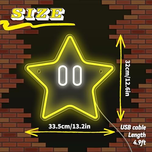 Star Neon Sign, Gaming Led Neon Light for Kids Bedroom Wall Decor Game Room Decor,Man Cave,Dimmable Gaming Star Led Sign Gifts for Kids Boys - Image 5