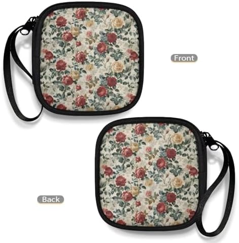 Starfish Square Earbud Case Floral Portable Carrying Case Storage Bag for Women Cell Phone Accessories Organizer with Handle for Earphone, Earbud, Earpieces - Image 4