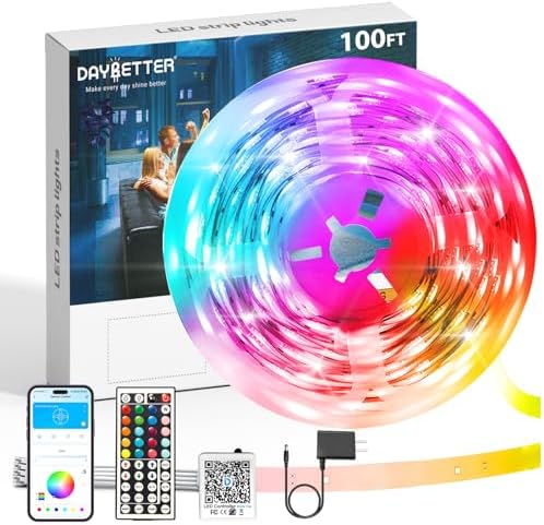 DAYBETTER Led Lights for Bedroom 100 ft, Led Strip Lights, Led Light Strips with Remote and App Control, Music Sync RGB Color Changing Led Lights for Room Decoration by DAYBETTER