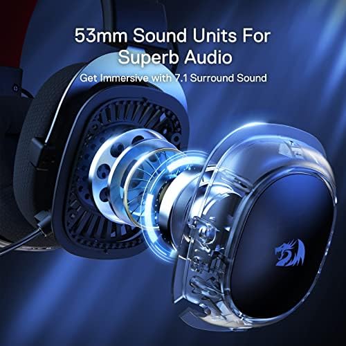 Redragon H510 PRO 3-Mode RGB Gaming Headset - 7.1 Surround Sound - 53MM Audio Drivers in Memory Foam Ear Pads w/Durable Fabric Cover- Multi Platforms Headphone - USB Powered for PC/PS4/NS - Image 4