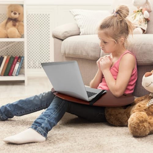 GlikCeil 29.5" Wood Curved Lap Desk Table Tray with Handles Wooden Foldable Desk Curved Bed Lap Board Keyboard Tray for Laptop Computer Mouse(Reddish Brown) - Image 6