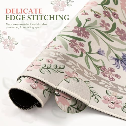 iLeadon Purple Desk Mat Set, Soft Long Floral Mouse Pad Wrist Support - Image 6