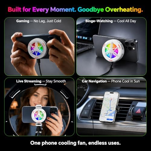 Basic iPhone Cooler,Magnetic/Clip-on Phone Cooler for Gaming,Phone Fan - Image 2