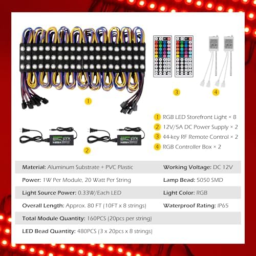 Dyna-Living Storefront LED Lights Window LED Strip Light for Business 80FT - Image 2