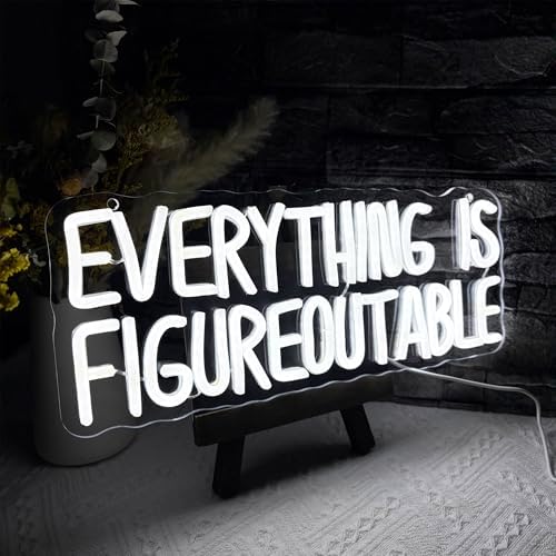 Mutank Everything is Figureoutable Neon Sign, USB Powered Dimmable LED Motivational Neon Light, for Inspirational Office Decor Workspace School Room Desk Wall Decor, Gift For Entrepreneur(15.7*6.2 in) - Image 2