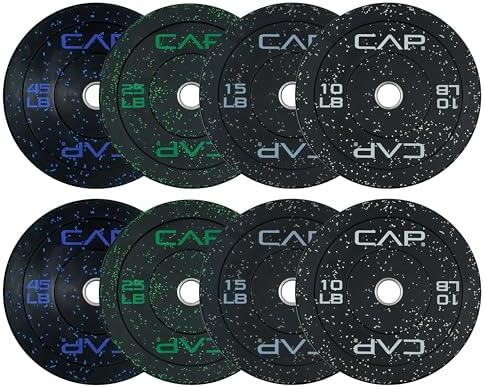 CAP 2-inch Olympic Bumper Plate Weight Set | 100-370 lbs | Multiple Colors | Storage Rack Optional by CAP