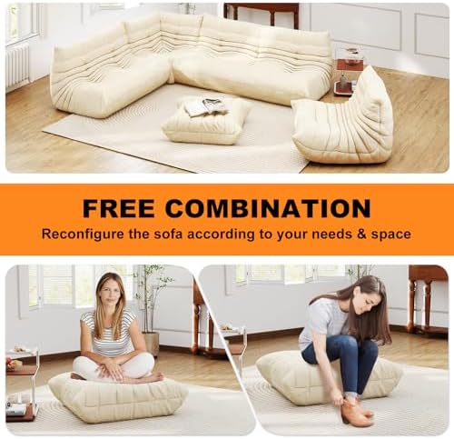 Full Foam Bean Bag Ottoman, Waterproof Footrest for Sofas and Lounge Chairs | White, soft and easy to move, ideal for living rooms, bedrooms, reading nooks, apartments, and offices - Image 6