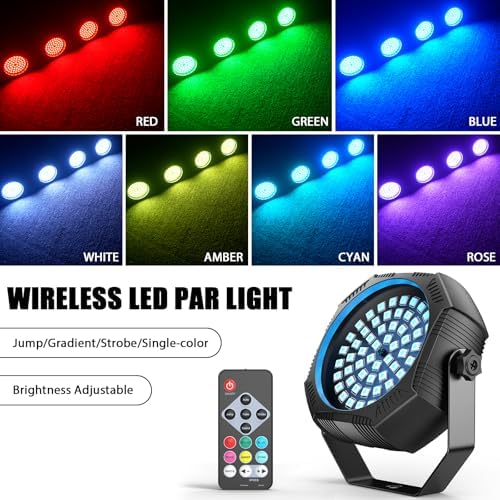 Rechargeable Strobe Light, 60 LED RGB Mini Stage Light, 30W Battery Powered Strobe with Remote & Sound- Activated Control Mode, LED Par Can for Party Home Band Bars, 12 Pack - Image 3
