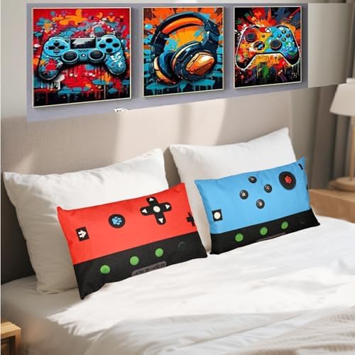 Gamer Gifts for Teen Boys, Gaming Boy Room Decor, Gaming Accessories for Teen Boy, Gamer Pillow Case Imitation Linen Material，12 x 20 inches 2-Pack (No Inserts) - Image 2