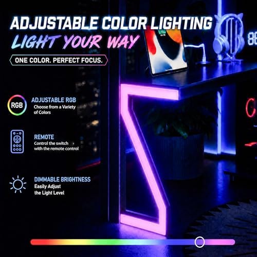 Bellemave Queen Size Metal Loft Bed with L-Shaped Desk, Z-Shaped LED Lights & Charging Station, Heavy Duty Loft Bed Frame with Hanging Rod for Kids, Teens & Adults, Space Saving,Black - Image 5