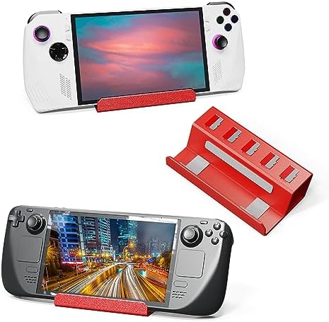 Desktop Bracket Holder for Rog Ally for Steam Deck Aluminum Alloy Stand Base Game Console Stand Playstand Mount with 5 Card Storage Slot Design (red) by Unknown
