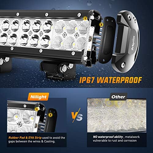 Nilight - ZH084 LED Light Bar 12Inch 72W Spot Flood Combo LED Off Road Lights 12V 5Pin Rocker Switch Wiring Harness Kit- One Lead, 2 Years Warranty - Image 4