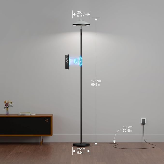 DUSKTEC 3-in-1 Floor Lamp, RGB Aurora & Galaxy Star Projector, 69", Black - Image 9